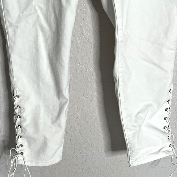 Artisan NY Womens White Cotton Lace-Up Capri Pants Size 14 - Picture 4 of 10